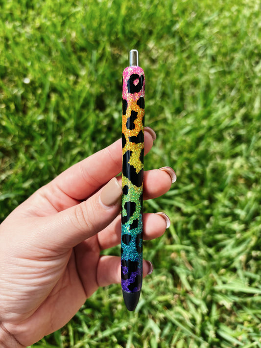 Rainbow Cheetah Glitter Pen