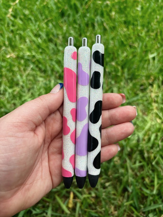 Cow Print Glitter Pens